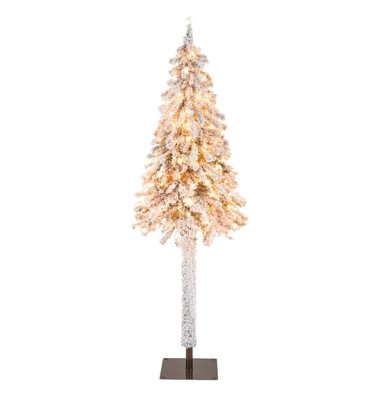 1.85M Pre-Lit Snow Flocked Christmas Tree Replaceable Incandescent Lights Decor
