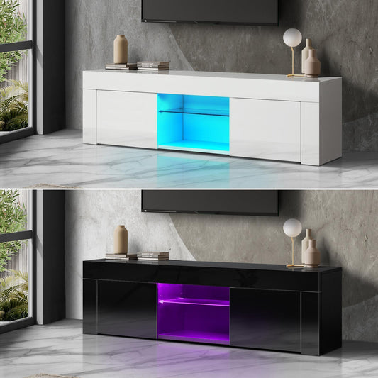 130cm Entertainment LED Unit TV Cabinet Stand Black White High Gloss