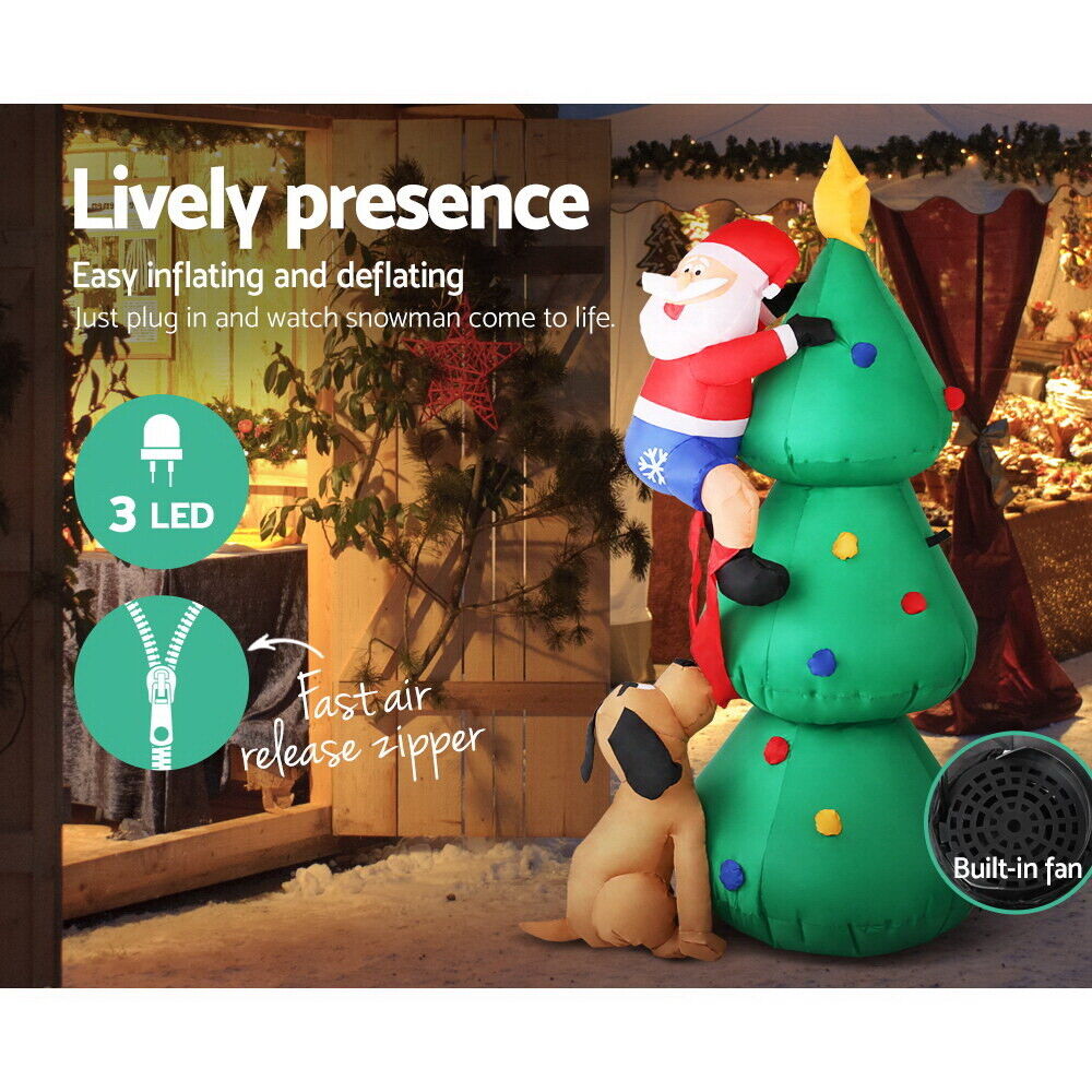 1.8M Lights Outdoor Decorations Christmas Inflatable Santa Tree