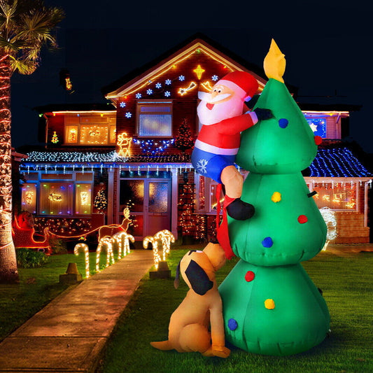 1.8M Lights Outdoor Decorations Christmas Inflatable Santa Tree