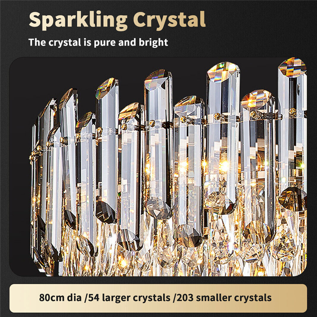 10-Light Classic Contemporary Crystal Chandelier 60cm Lighting Fixture Elegant Modern