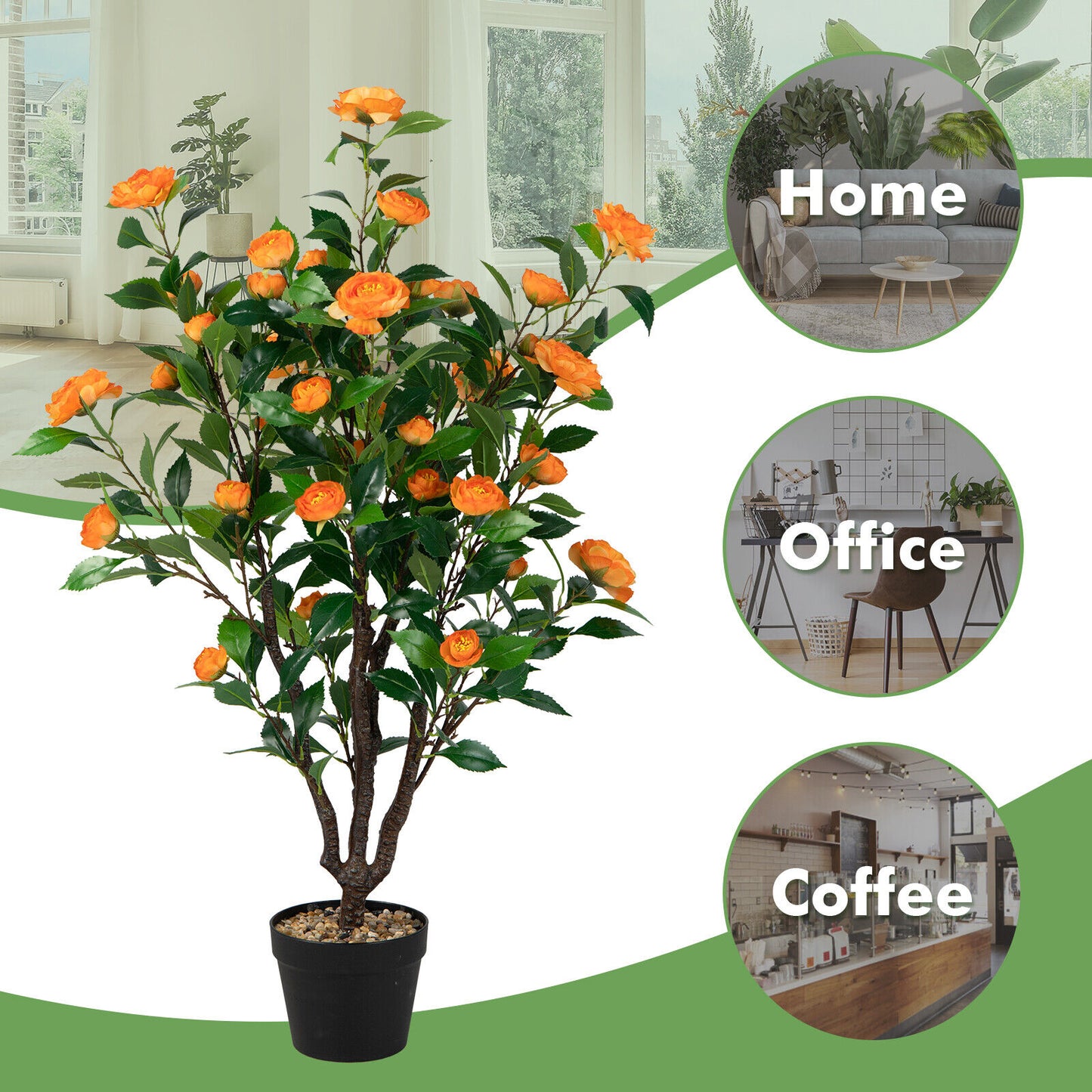 102 CM Artificial Camellia Tree Indoor Garden Decor Faux Plant Outdoor