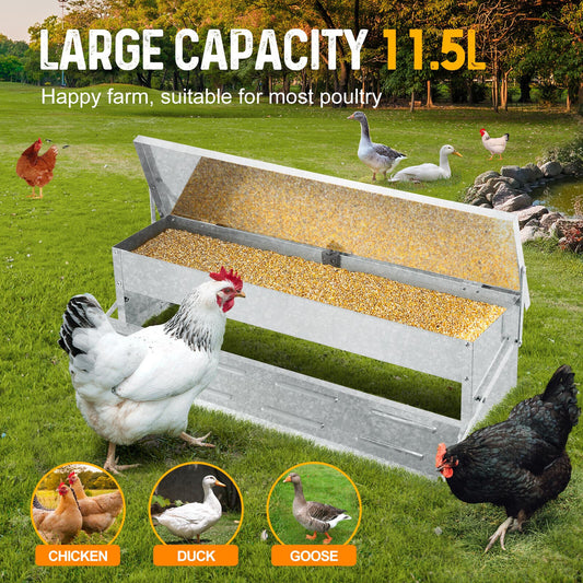 11.5L Poultry Auto Hen Feeding Equipment Duck Chicken Feeder Rat Bird Proof