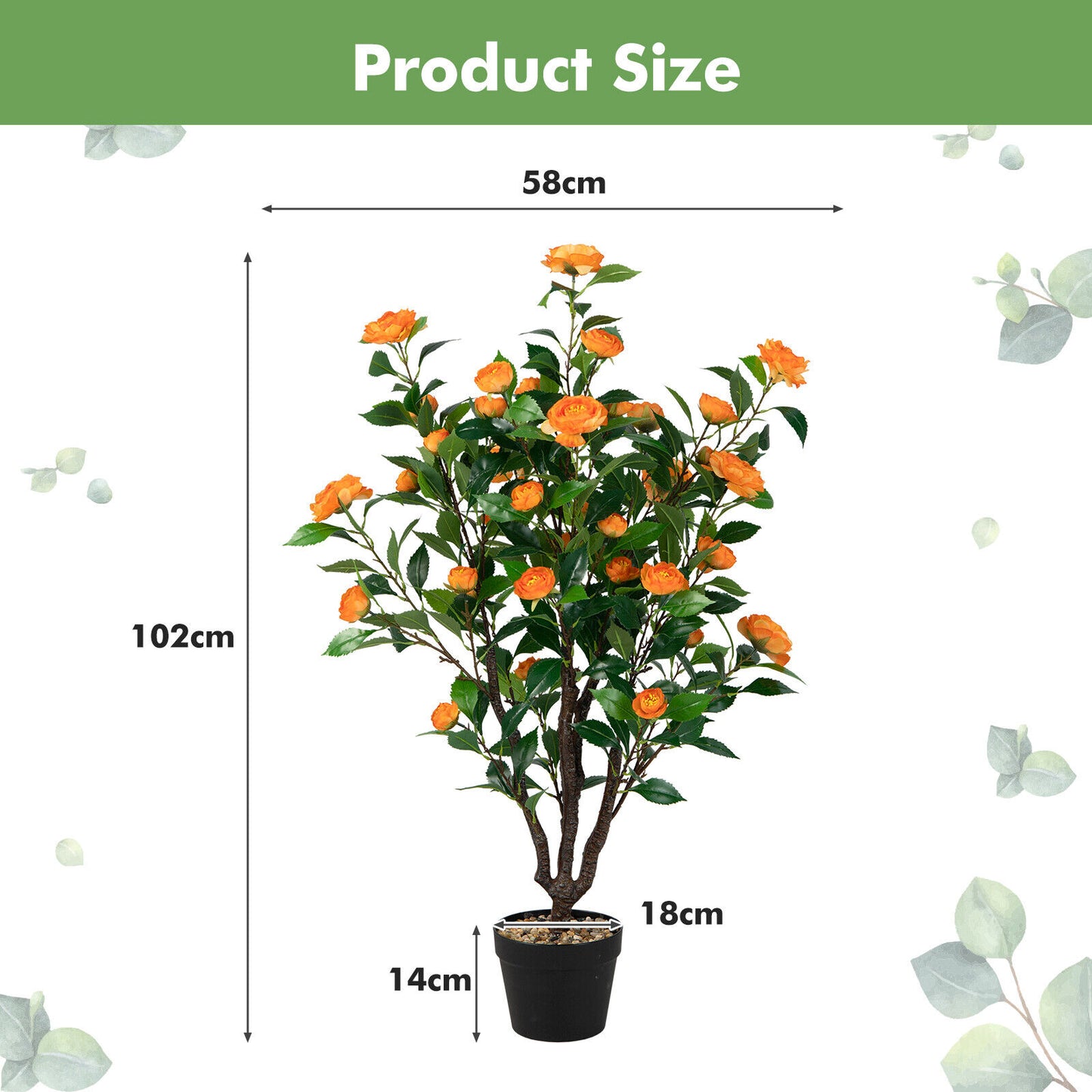 102 CM Artificial Camellia Tree Indoor Garden Decor Faux Plant Outdoor
