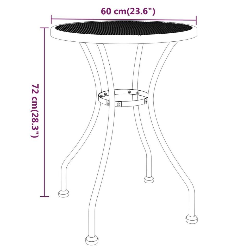 Round Expanded Metal Mesh Tabletop Garden Dining Table Anthracite Patio Furniture