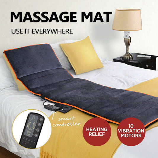 10 Motor Vibration Full Body Heated Back Pad Stress Soreness Relief Massage Mat