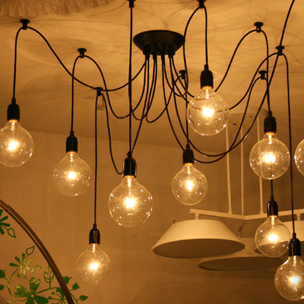 10 Heads Hanging Black Lighting Pendant Ceiling Light Home Lamp