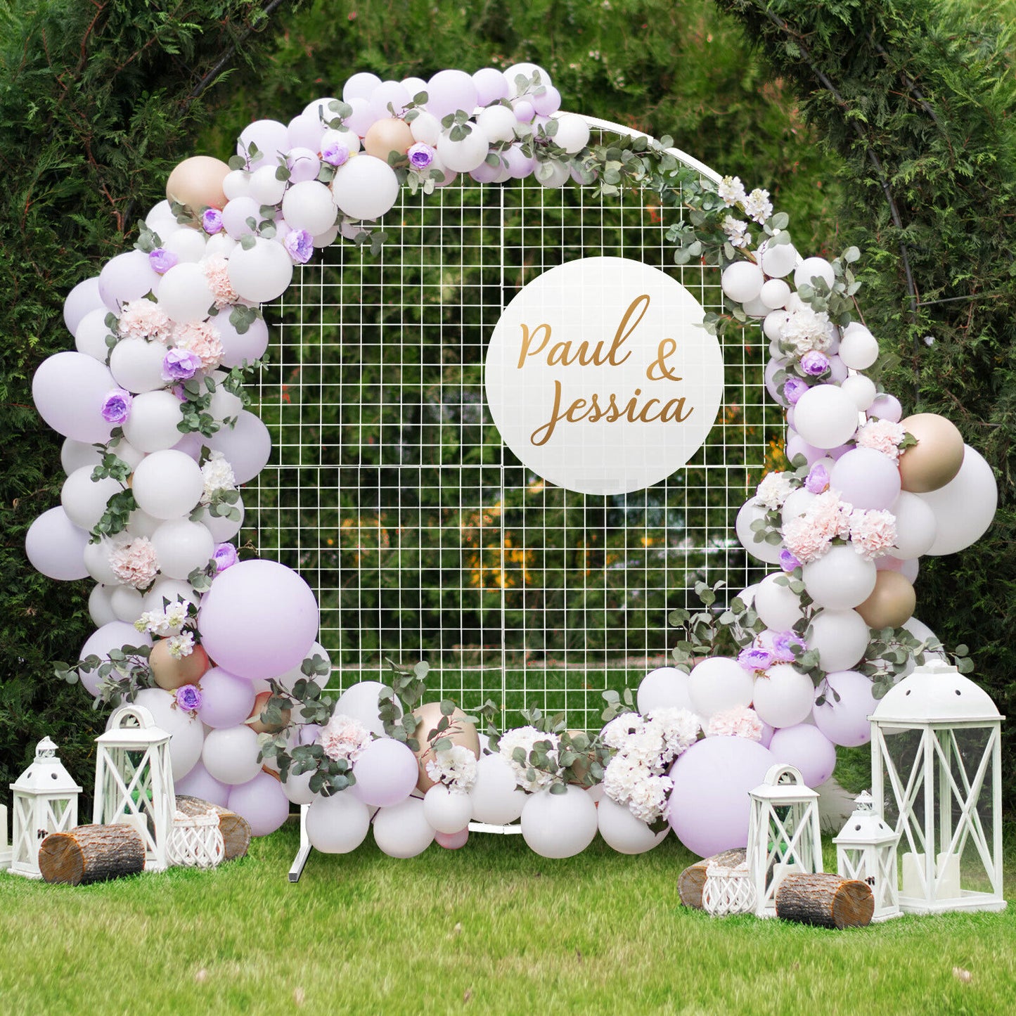 1.8M White Round Hoop Arch Mesh Backdrop Stand Flowers Wedding Party Decoration
