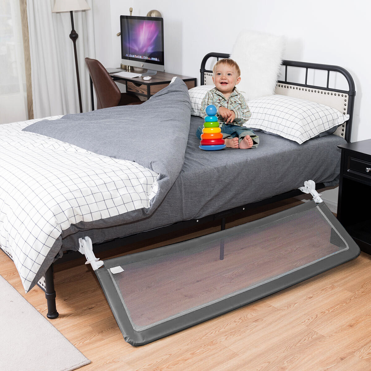 1.5M Safety Rail Guard for Baby/Toddler/Infants Adjustable Bed Rail Protector Kids